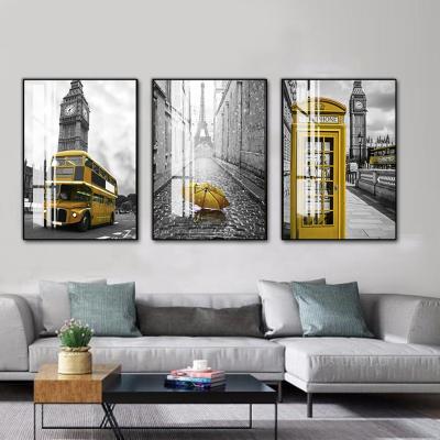 China City Street Scenery AF2109024-7 HY Landscape City Street Style Painting Wall Art Canvas Decorative Painting Metal Aluminum Frame for sale