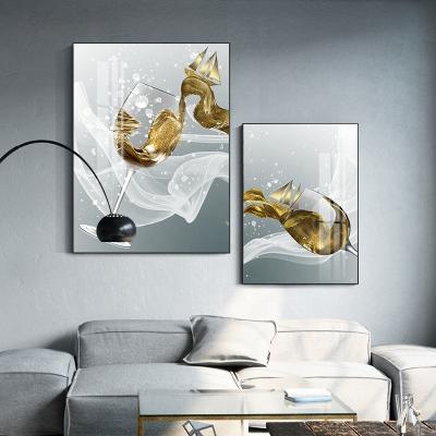 China Diptych Modern Minimalist Aluminum Frame HY Decorative Canvas Crystal Porcelain Painting Interior Wall Art Picture for sale