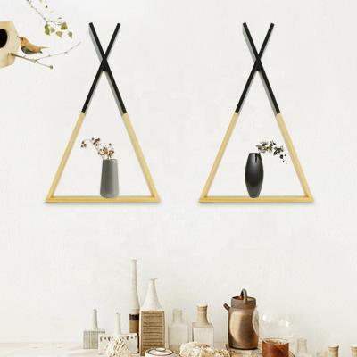 China Creative triangle frame wall art decoration shelf solid wood natural environmental protection moisture-proof +WY2109032 HY for sale