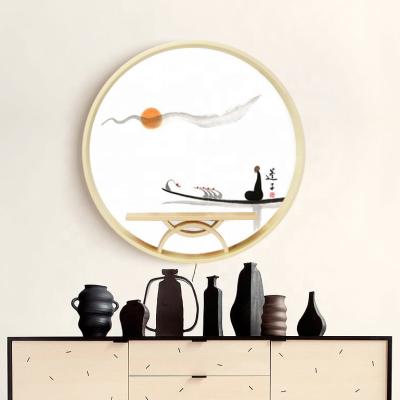 China WY2109034-Z HY Simple Modern Creative Wall Art Chinese Style Solid Wood Shelf Environmental Friendly and Natural for sale