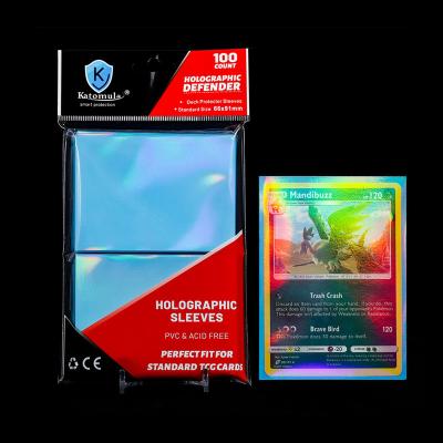 China Light Blue Back Matte Card Sleeves For Pokemon MTG Card , Fashion Rainbow Premium Effect Custom Matte Card Sleeves Bl0016 for sale