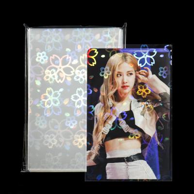 China Fashion Newcomers BL00102! ! Cute Flowers Holographic Photo Card Sleeves , Custom Card Sleeves Kpop Photocard Sleeves for sale