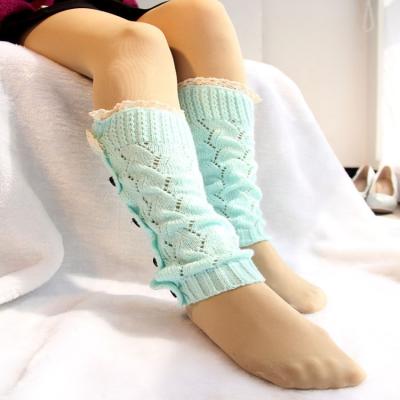 China Polyester / Cotton Lace Leg Warmers Twisted Knitted Foot Cover Gaiters For Outdoor Women for sale