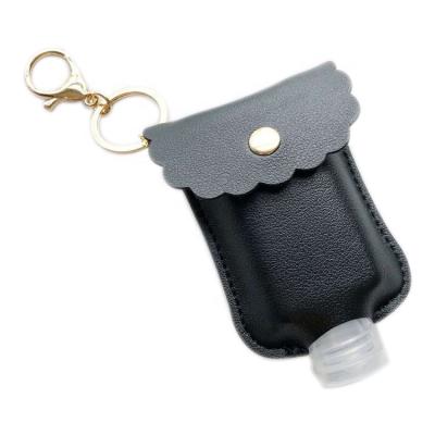 China Europe Leather Hand Sanitizer Holder Travel Bottle Containers 60ML Refillable Portable Disinfection Bottle Cover for sale