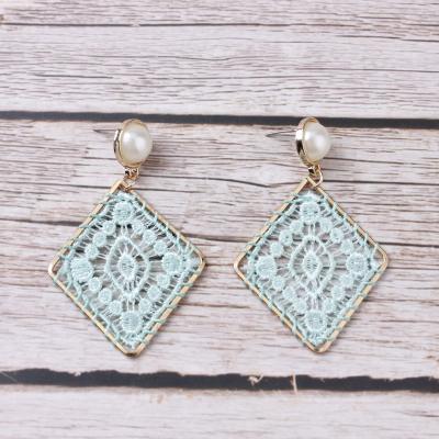 China TRENDY original design geometric crochet lace dangle drop earrings for women fashion women jewelry for sale