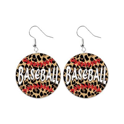 China Newest Fashion Casual / Athletic Sports Style Baseball Leather Drop Earrings For Women Sporty Earrings for sale