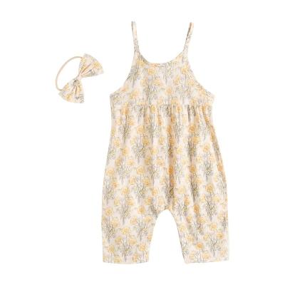 China Baby Clothing 2022 Fashion Overalls Floral Fly Sleeves Summer Infant Short Clothes Ruffled Edges Babies' Romper for sale