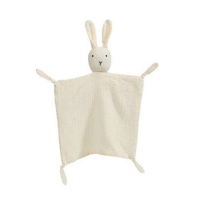 China Wearable Organic Cotton Bunny Lovey Baby Security Blanket Rabbit Gender Reveal Gifts for sale