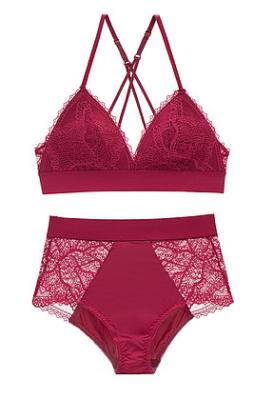 China New Lace Satin Bralette Set for sale