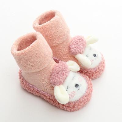 China Winter 3D Anti Slip Anti Slip Fuzzy Terry Toddler Floor Shoes For Baby Cute Infant Pre Walker Cushion Sock Shoes for sale