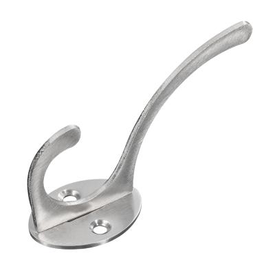 China Sustainable Retro Hooks Design Wall Mounted Silver Coat Hooks With 2 Screws Around Wall Mounted Silver Robe Hooks For Bedroom for sale