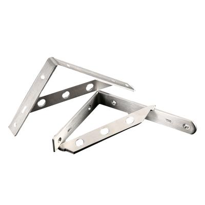 China Solid Adjustable Stainless Steel Wall Mount Foldable Shelf Brackets Right Angle Bracket For Folding Shelves for sale