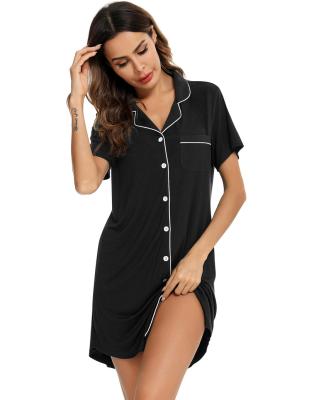 China Breathable Sexy Modal Dress Women Sleepwear Nightgowns Sleepwear Long Dress Women Sleepwear Ladies Short Sleeve Mujer Pijamas for sale