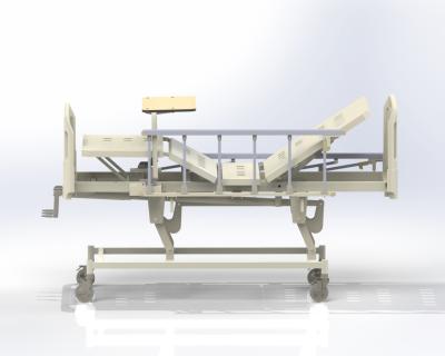 China Newest 3 function side rail aluminum hospital bed HL-9901W3 (ABS) manual hospital bed with universal wheel for sale