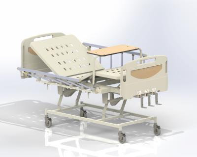 China Hospital care manual bed HL-9901W3 (ABS) universal 3 function wheel hospital bed with aluminum side rail for sale