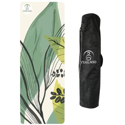 China High End Non-slip Eco-friendly Printed Material Sports Logo Suede Yoga Mat Customizable for sale