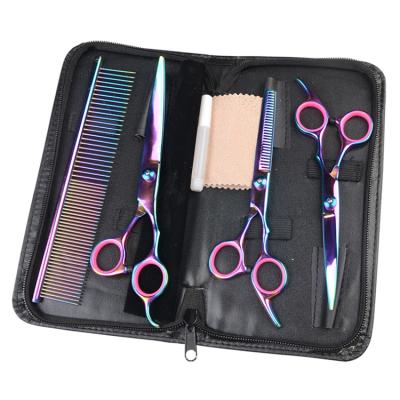 China Viable Scissors Kit Straight Thinning Pet Grooming Haircut and Curved Sharp Shears for Small or Large Dogs Cats or Other Pets for sale