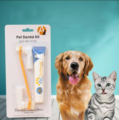 China Viable Hotselling Factory Price Silicone Dog Toothbrush And Dog Toothpaste Double Head Set for sale