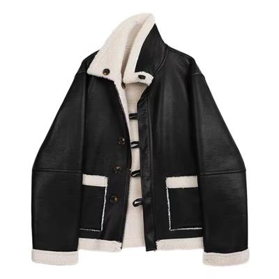 China 2021 High Quality Classic Loose Design Lapel Leather Jacket Long Sleeve Jacket Breathable Anorak for sale