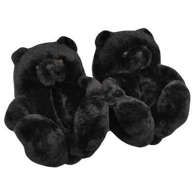 China New Style Lightweight Multicolor Black Winter Warm Indoor Cartoon Shoes Home Plush Thicken Teddy Bear Slippers for sale