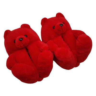 China Wholesale Custom Cute Winter Plush Warm Indoor Home Bedroom Lightweight Thicken Large Teddy Bear Slippers Women for sale