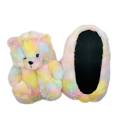 China 2021 Light Weight Fashion Design Women Bear Indoor House Shoes Big Plush Cartoon Teddy Bear Slippers for sale