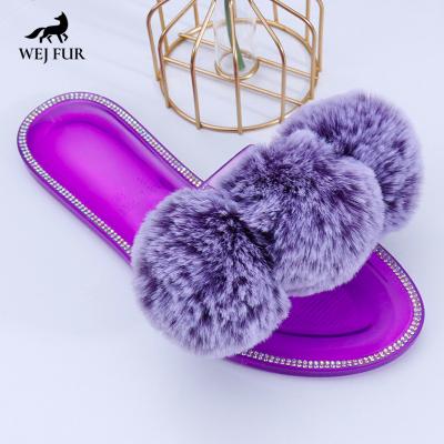 China House Slipper Summer Lightweight High Quality Soft Fur Slides Sandals Fur Balls Slides Slippers For Women for sale