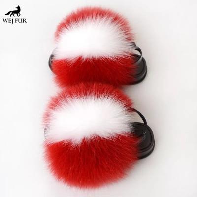 China New Design Winter Children's Room Fur Shoes Sandals Fox Fur Slippers Upper Girls Lightweight Soft Furry Warm Furry Faux Fur for sale