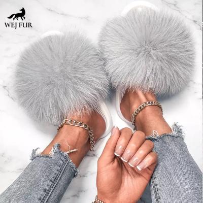 China Large Plush Fuzzy Fur Indoor Slippers New Summer Winter Shoes Custom Lightweight Women's Warm Flat Sandals for sale