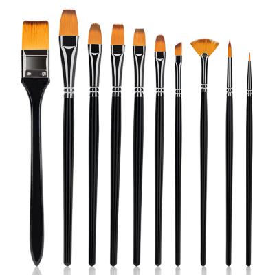 China 10pcs Oil Painting Customized Art Paint Brush Different Hair Shape Brush Size Acrylic Painting Brush for sale