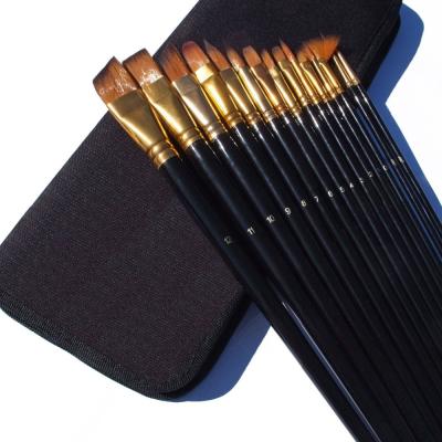 China 15 Pcs High Quality Small Drawing Art Brush Set Brush Set For Acrylic Oil Painting Brush Set With Bag for sale