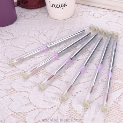 China Acrylic Nail Art Brush 6pcs Handle Art Brush Oval Acrylic Kolinsky Maple Gel Acrylic Gold Nail for sale