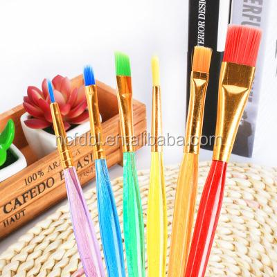 China 6pcs Paint Brush Watercolor Brush Kids Art Nylon Multicolor Plastic Play Brush for sale