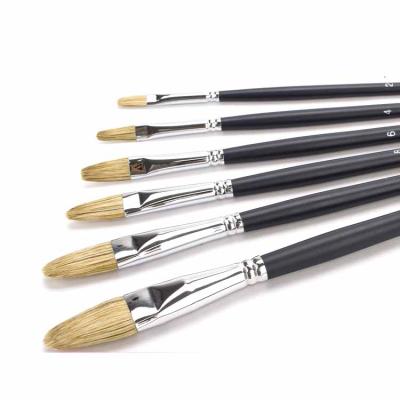 China Professional Acrylic Boar Bristles Brush Artist High Quality Paint Brush For Oil Painting for sale