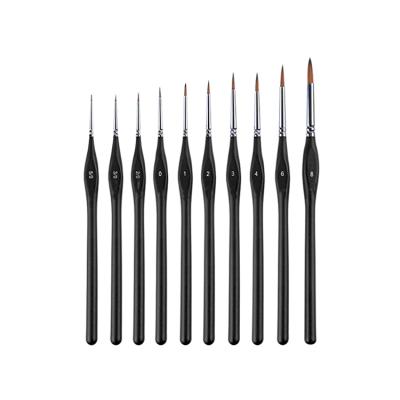 China Watercolor Professional 10 Pcs Artist Set Brush with Short Hair Kolinsky Handle Life Sizes for Detail Oil/Watercolor Painting for sale