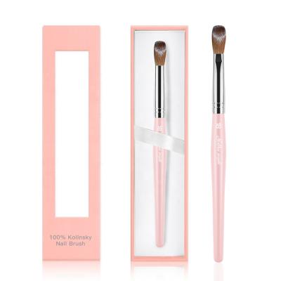 China 100% Nail Art Brush Maple New Arrival Kolinsky Hair Nail Brush Pink Handle Brush Gold Nail Art Brush for sale