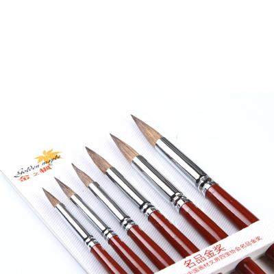 China High Quality Round Acrylic Pony Hair Artist Brushes Set of 6 Pieces for Art Painting for sale