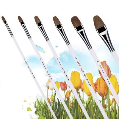 China Pony Hair Hot Selling 6Pc/set PVC Pack Artist Pony Hair Artist Watercolor Paint Brush Set for sale