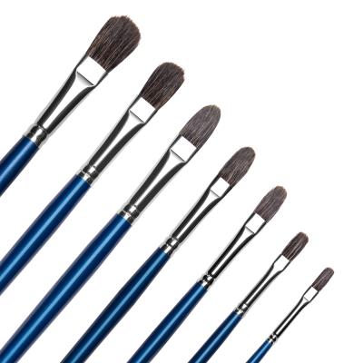 China 7pcs Oil Painting Handle Badger Hair Artist Acrylic Filbert Round Wood Paint Brush Set for sale