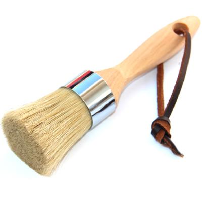 China Professional Round Chalk Wax Furniture Brush Bristle Natural Round Hair Cleaning Brush for sale