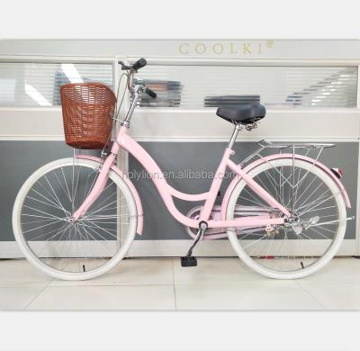 China 26inch COOLKI City Bike Steel Steel Bike with Basket Carrier for Lady Bike Bicycle for sale