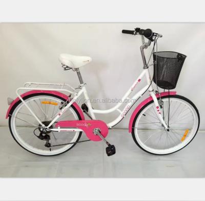 China Racing 6 Speed ​​Steel City Bicycle Bike With Basket For Lady for sale