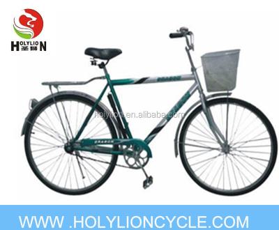 China Steel hybrid city bicycle with basket and hot carrier in Russian for sale