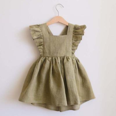 China Princess Washable Canvas Skirt Bow Solid Color Cotton Fuzzy Dress Skirt For Kids for sale