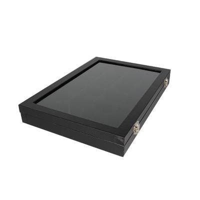 China 24 Slots PU Jewelry Storage Display Box OEM Luxury Fashionable Luxury Black Leather Ladies Jewelry Packaging Custom Gift Boxes for sale