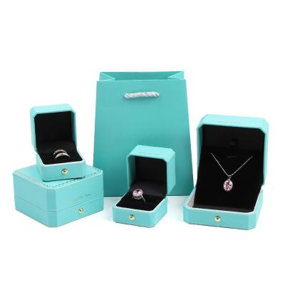 China OEM Recyclable Cheap Cardboard Renovate Custom Jewelry Ring Necklace Storage Gift Box Blue Logo Packaging Paper Box for sale