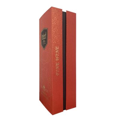 China Handmade Wholesale Luxury Custom Printing Single Logo Bottle Gift Cardboard Wine Box Wine Packaging Box for sale