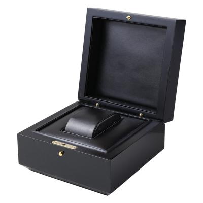 China Gift Packing OEM Wooden High End Black Custom Logo Simple Watch Gift Box Eco Friendly Watch Display Box for sale