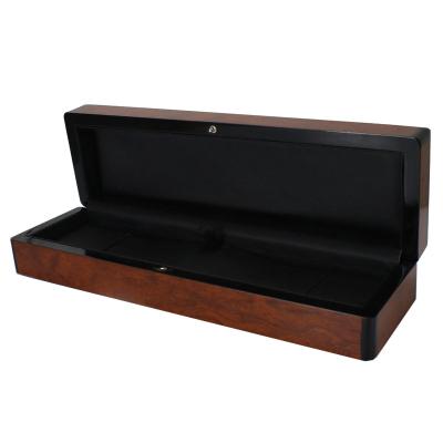 China Handmade Custom Logo Luxury Brown Wood Varnish Simple Wooden Watch Storage Box OEM Wooden Baking Packaging Display Box With Pillow for sale