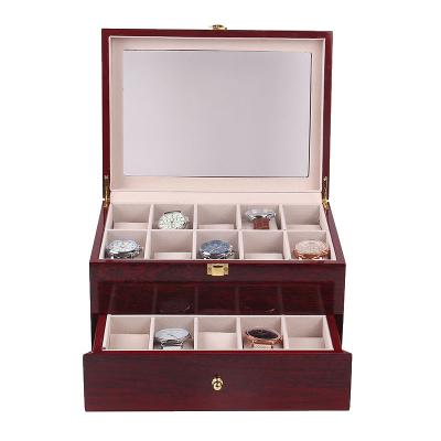 China 20 jet slot luxury red leather watch packaging box with custom made watch case OEM imperial painting pu watchies box with pillow for sale